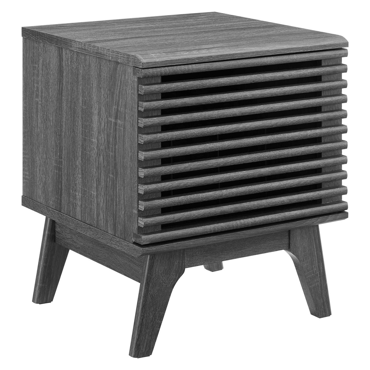 Juno Vinyl Record End Table in Charcoal Sillou