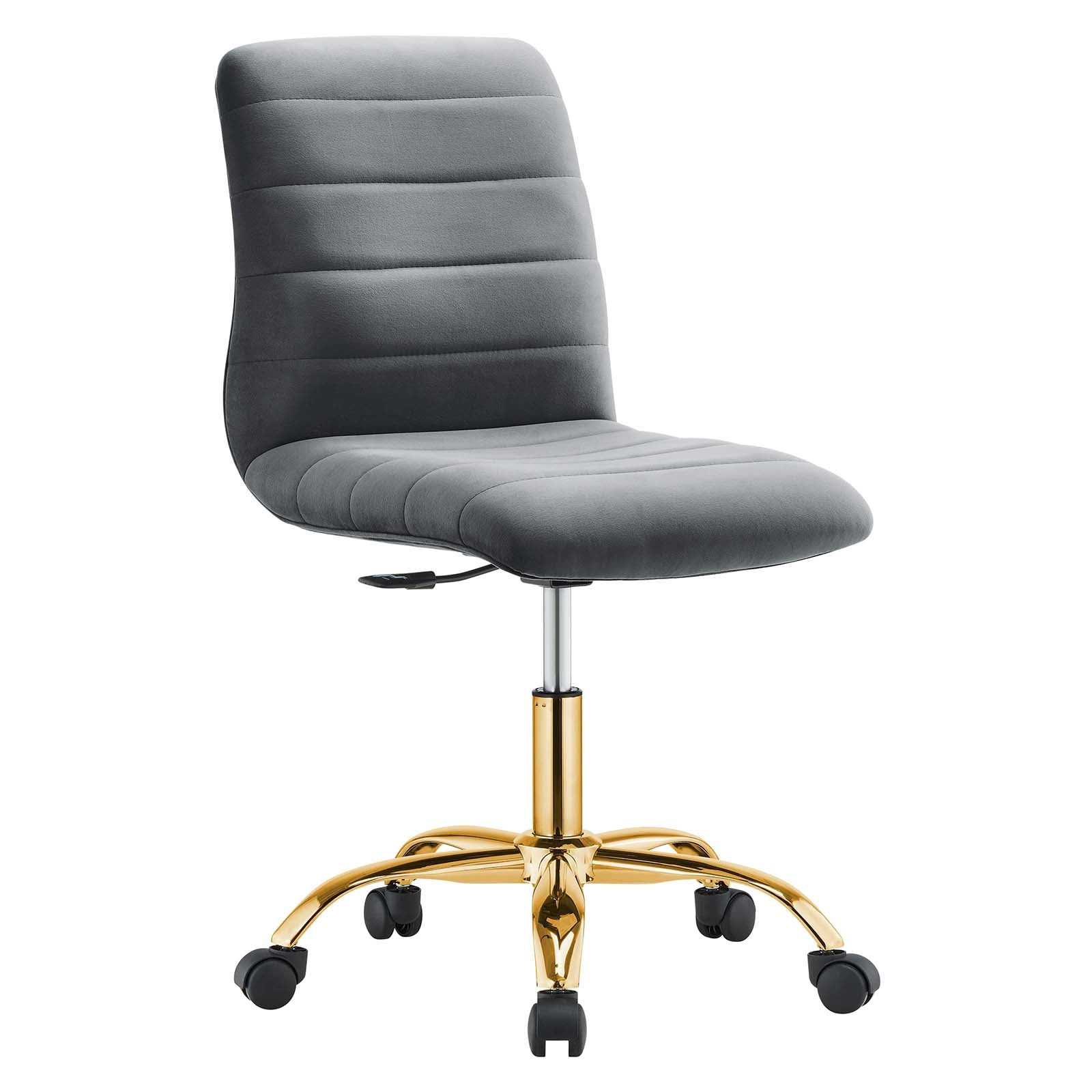 Modway Ripple Armless Performance Velvet Office Chair Gold Gray