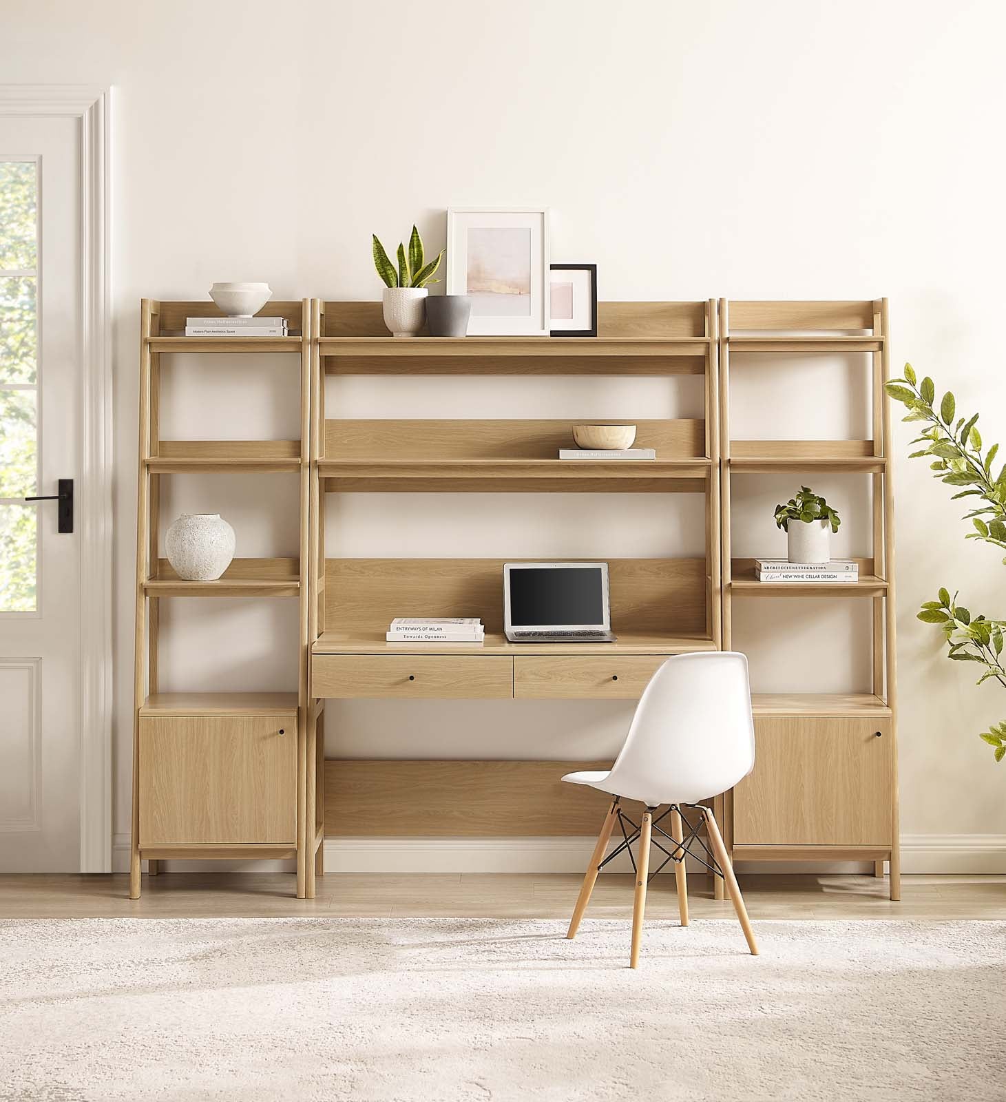 Wall bookshelf with desk discount