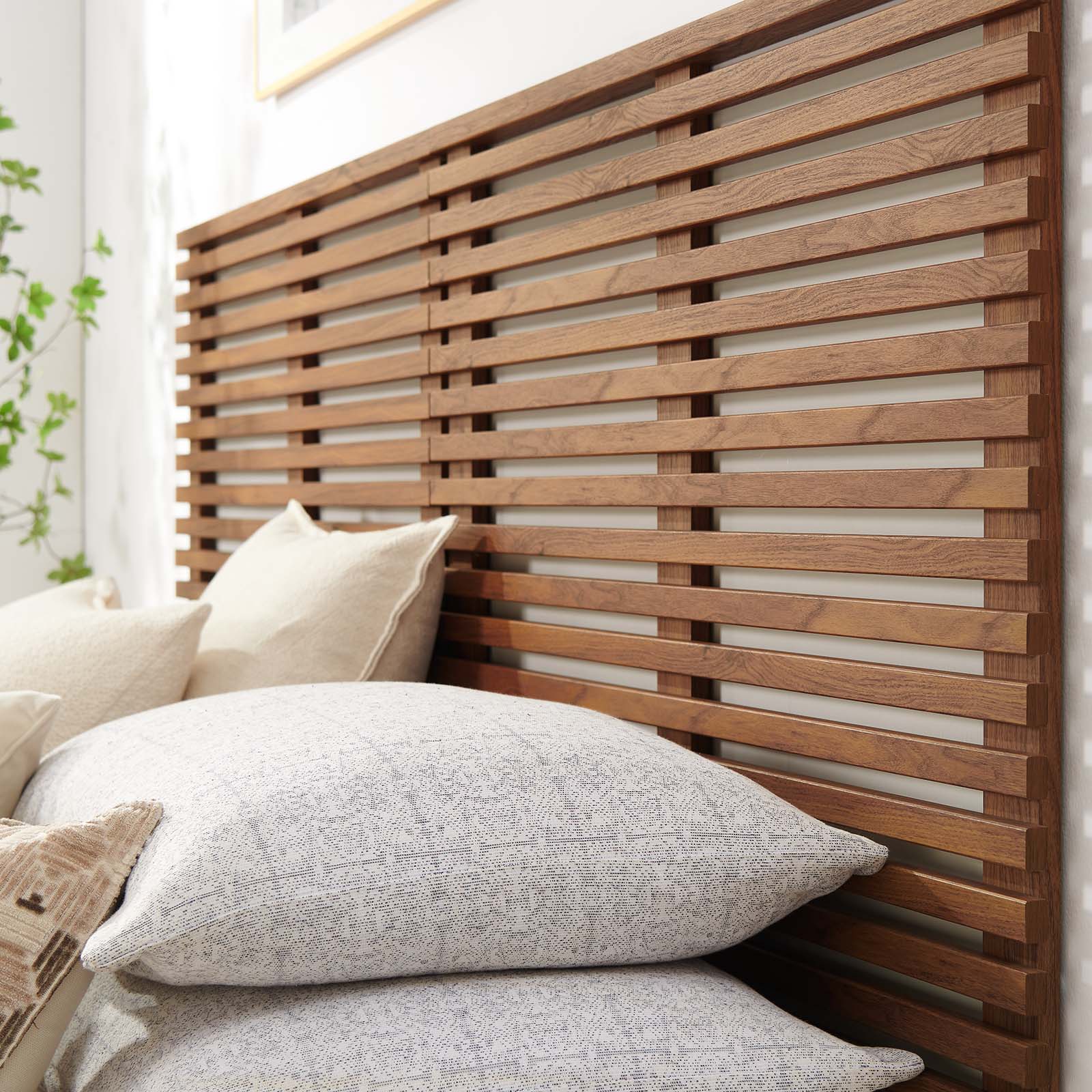 Juno Wall Mount King Headboard in Walnut Sillou